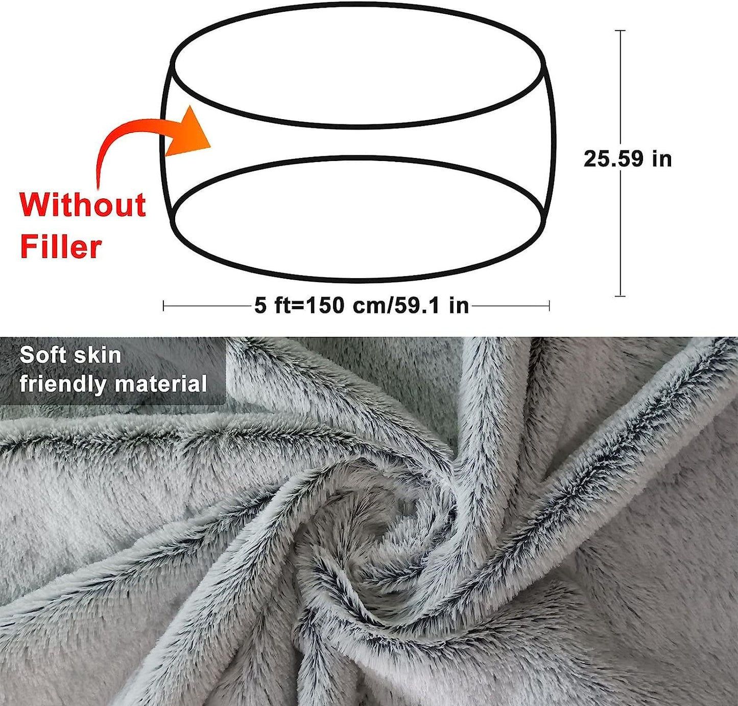 Bean Bag Chair Cover, Filler separated 5ft