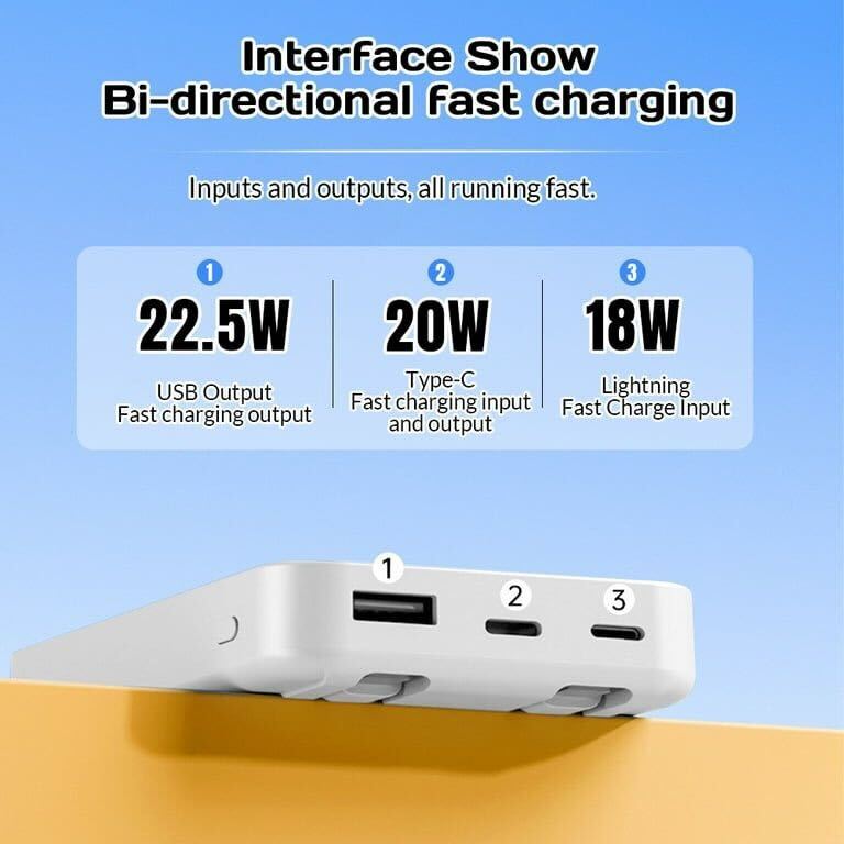10000mAh Magnetic Wireless Power Bank Bi-directional Fast Charging