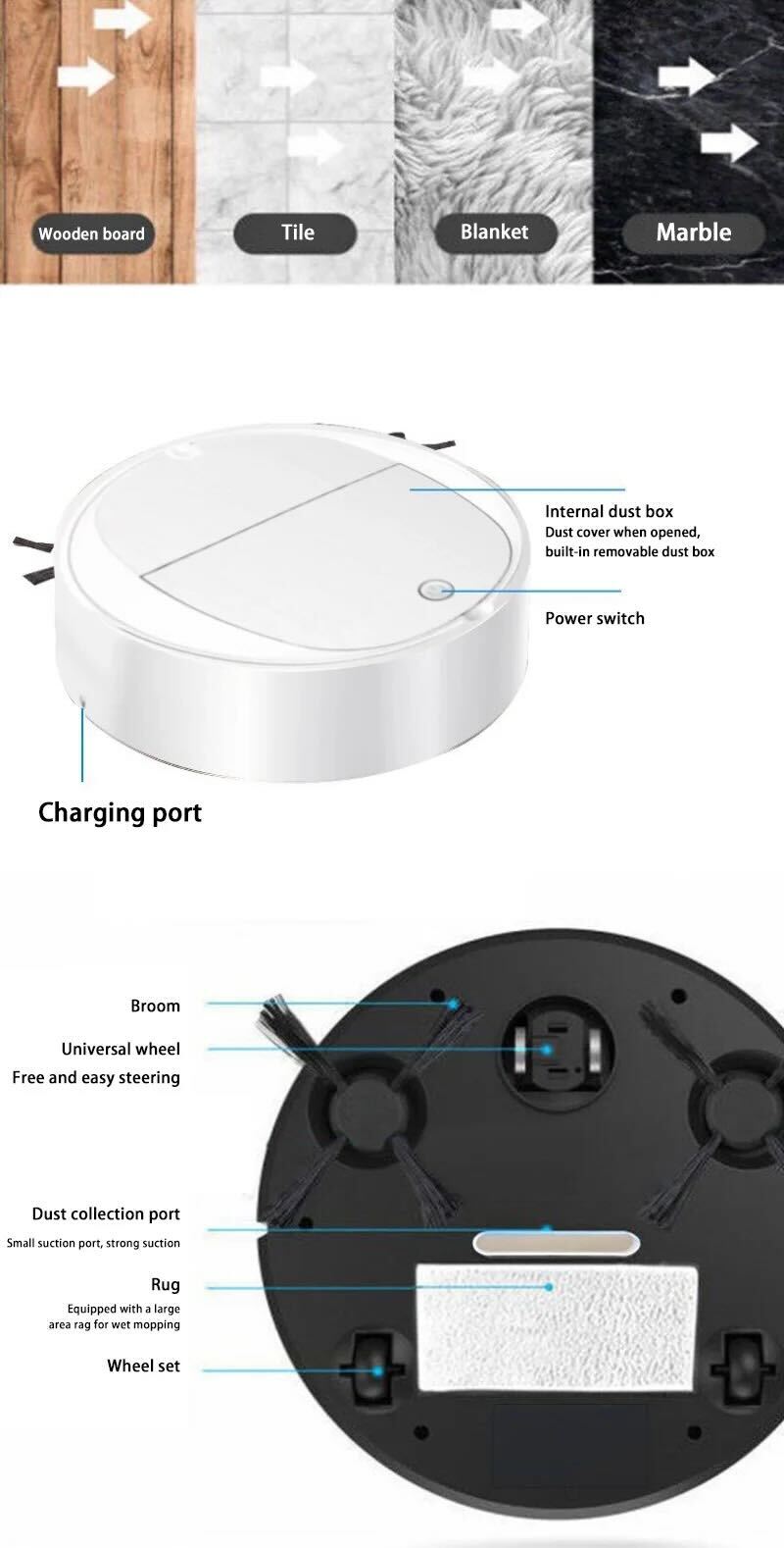 NEW 3 in 1 Smart Sweeping Robot Product Structure