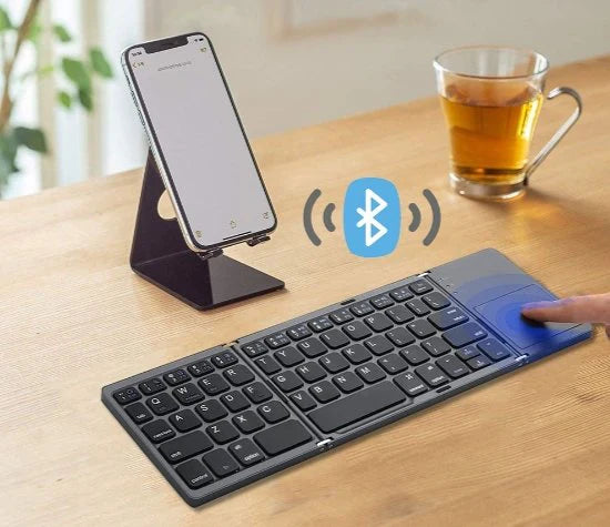 Bluetooth Foldable Keyboard in use