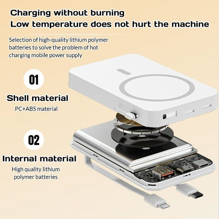 10000mAh Magnetic Wireless Power Bank Charging without burning